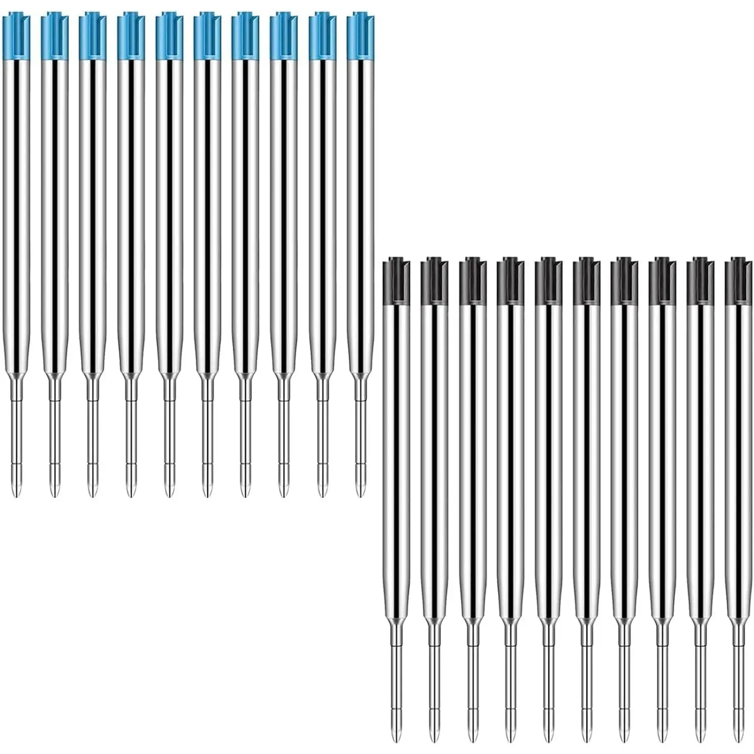 20 Pack Ink Pen Refills for Parker, Ballpoint Pen Refills, 3.9" Medium 1.0 mm Tip, Smooth Quick-Drying Ink for Click Pens,10 Black + 10 Blue  Refills for Long-Lasting Writing
