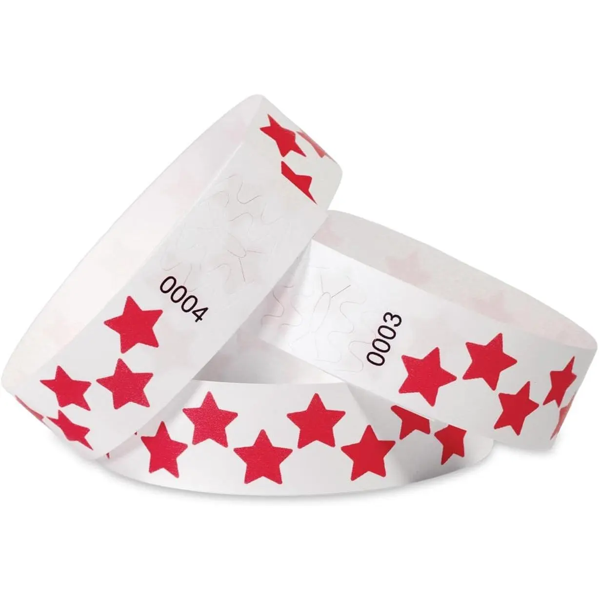 500 Pcs Stars Paper Wrist Bands for Events Waterproof Wristbands Lightweight Festival Identification Bracelets Neon Adhesive Event Arm Bands for Party（Red）