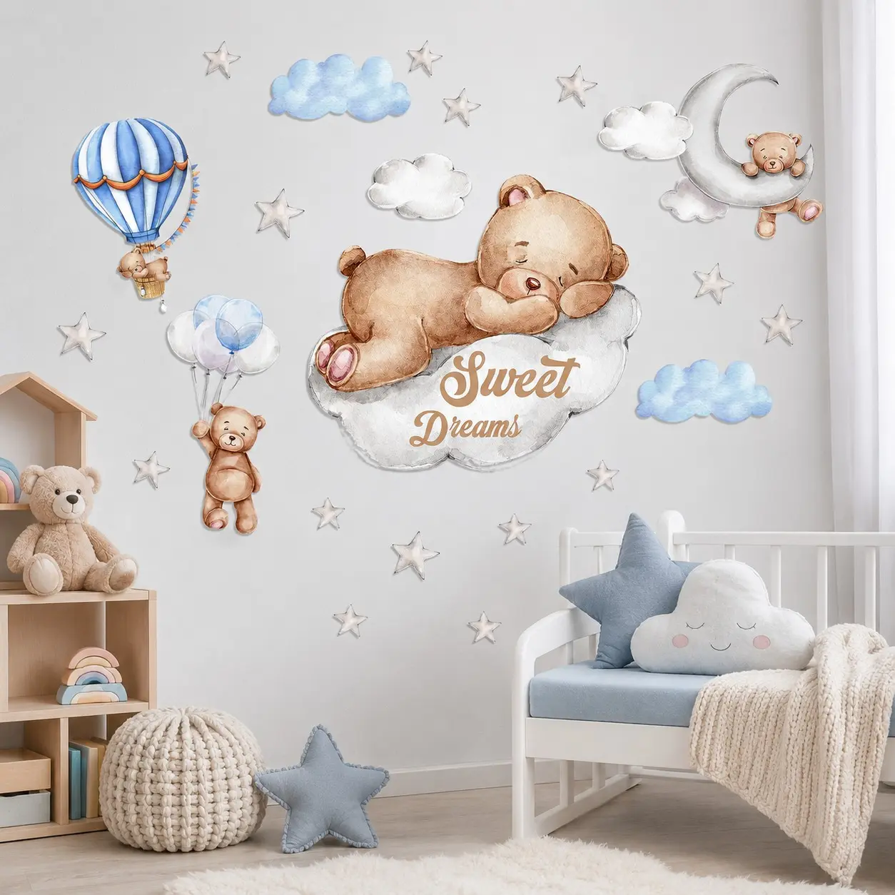 Sweet Dream Wall Decals, Waterproof Wall Sticker, Decorative Sticker for Bedroom, Playroom, Daycare, Nursery, Classroom, School, Refrigerator, Window, DIY Home Decor