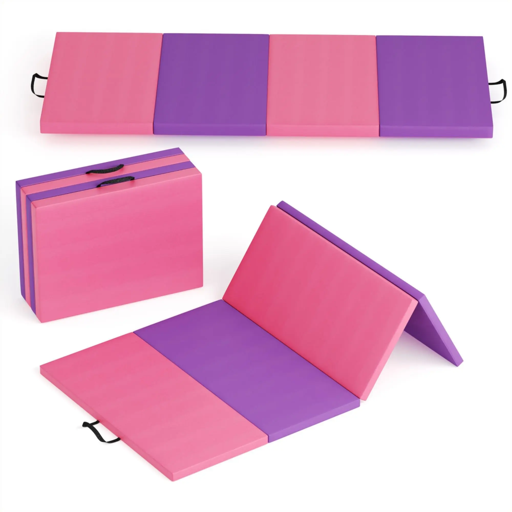 High-Density Folding Gymnastics Tumbling Mat Only, 6'x2', 2" Thick Collapsible Floor Pad with Carrying Handles. Portable for Home Gym, Kids Training, Yoga, Pilates, Martial Arts & Aerobics