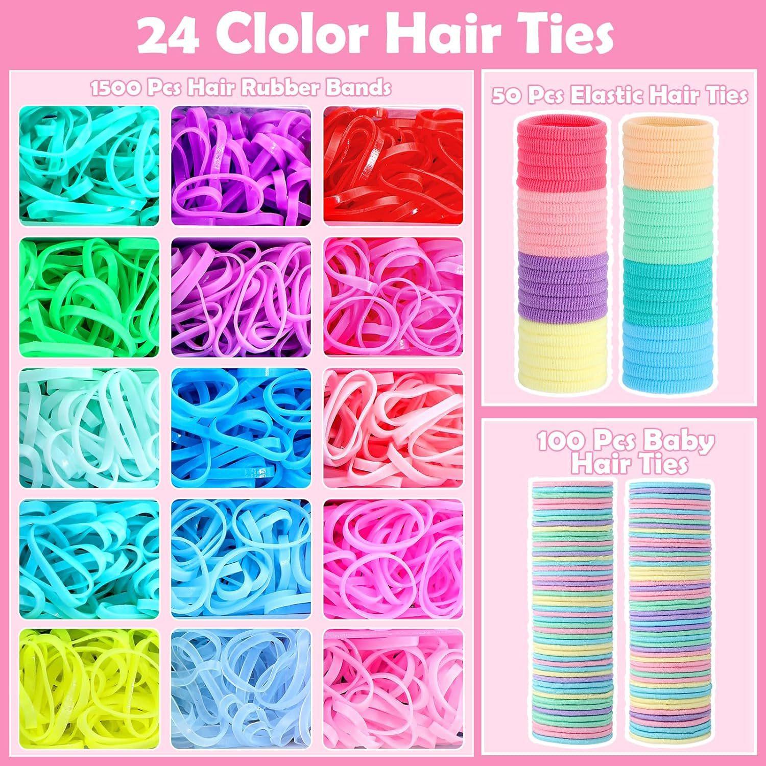 Colorful Hair Ties Set for Girls, Includes Hair Styling Accessories, Convenient Hair Puller and Combs, Perfect Baby Hair Bows Collection, Hair Accessories Sets