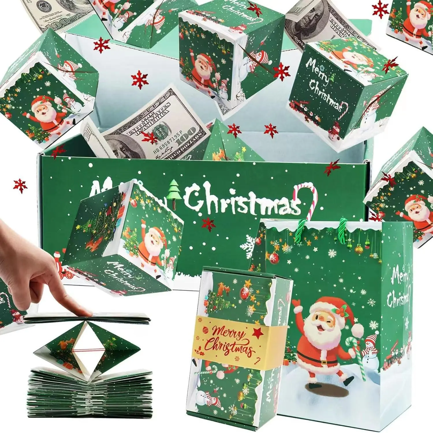 Christmas Surprise Jump Box Set, Holiday Creative Gift, Includes 6 Jump Boxes, 1 Gift Box, 1 Gift Bag, Ideal for Family and Friends