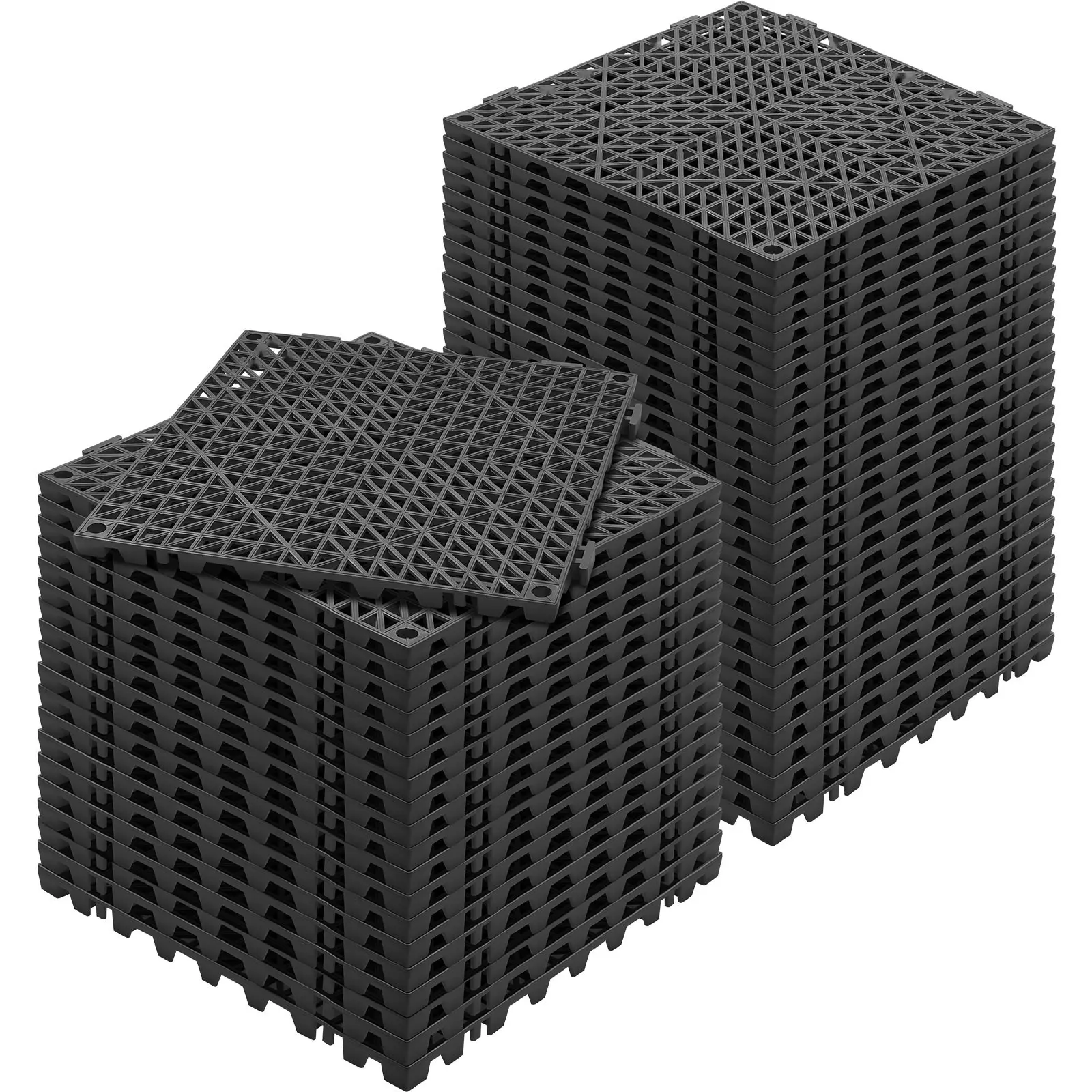 Interlocking Floor Tiles 50 PCS Black, 12" X 12" Drainage Tiles for Splicing, Soft PVC Non-Slip Interlocking Drainage Floor Tiles with Holes for Restroom, Bathroom, Kitchen, Pool and Wet Areas