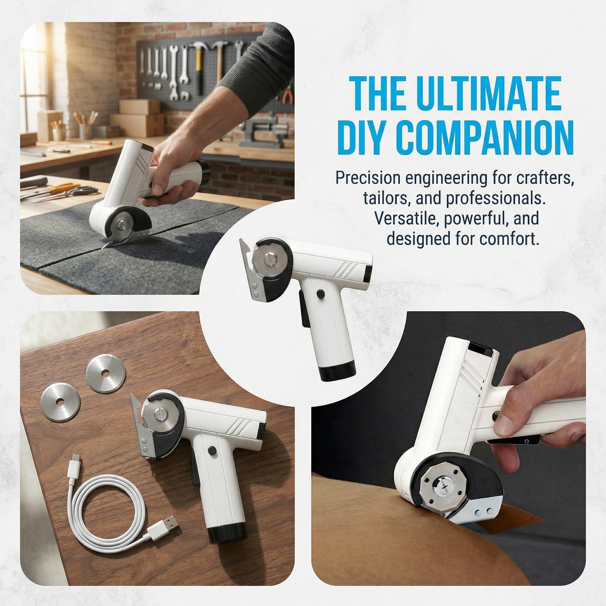 Cordless Electric Scissors| 4-Speed Adjustable Rotary Power Cutter, Heavy-Duty Fabric Cutter for Fabric, Leather, Cardboard, Paper & DIY Crafts, Portable Cutting Tool