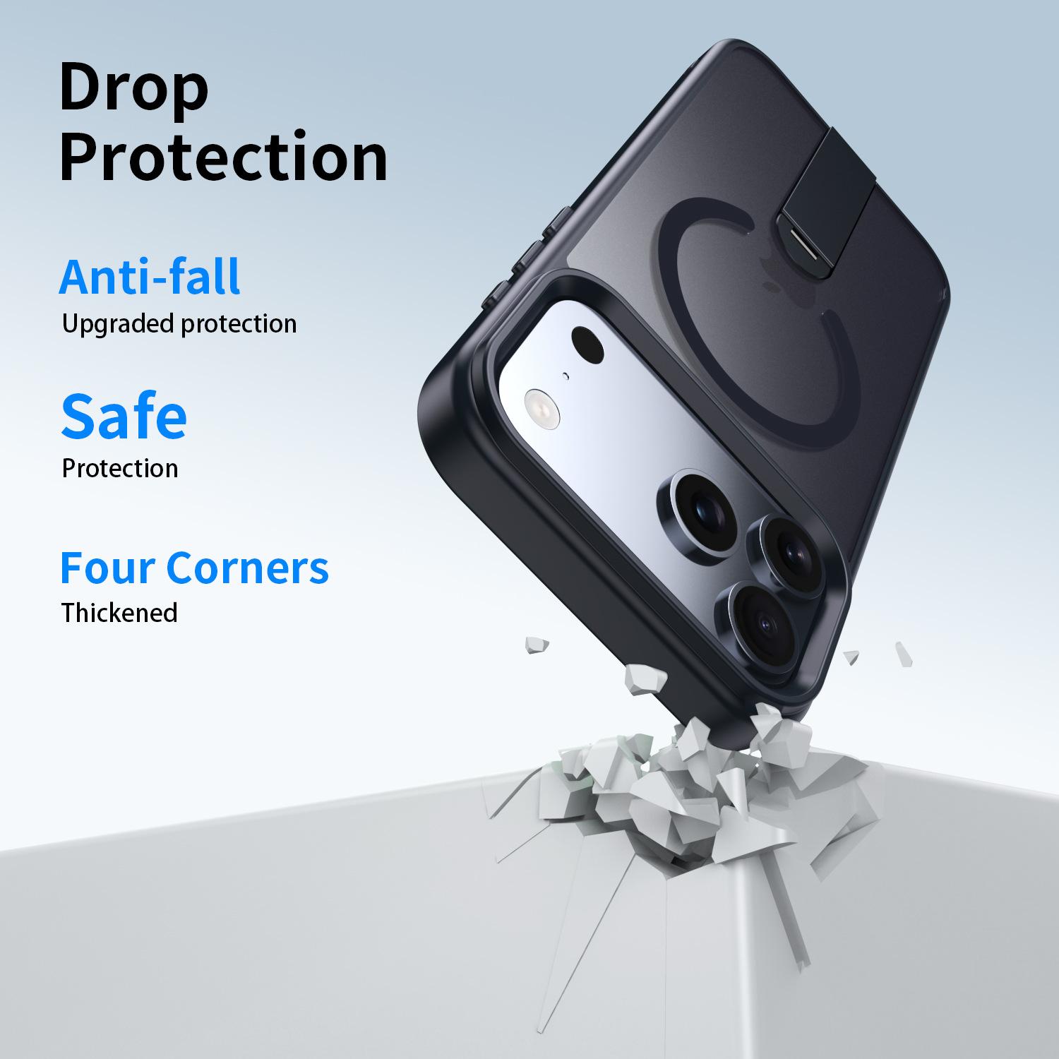 For iPhone 17 Pro Max phone case with hidden stand and magnetic wireless charging, for iPhone 16/15 protective cover