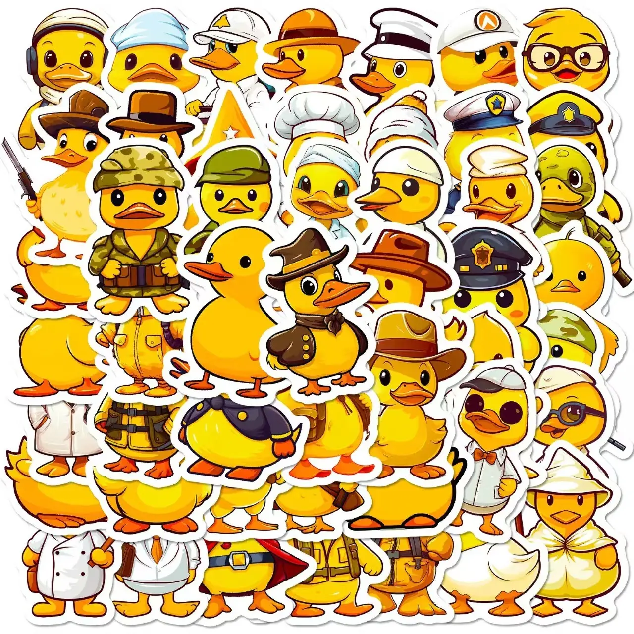 50PCS Cute Duck Sticker, Duck Vinyls Waterproof Bottle Sticker Decal for Laptop, Skateboard, Motorcycle, Notebook