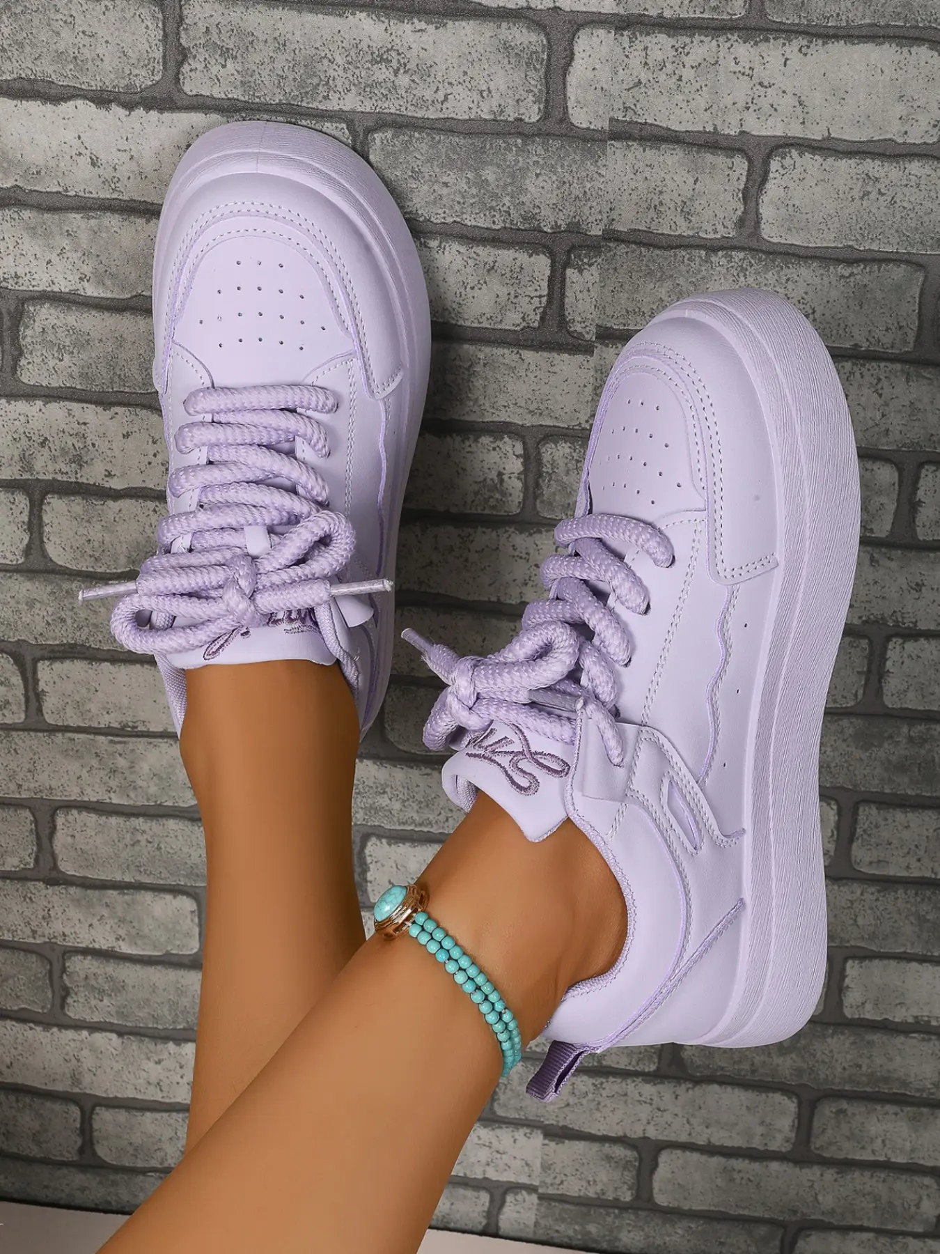 Sweet Girl Patchwork Thick Sole Bread Shoes, Casual PU Leather Sneakers, Breathable Anti-Slip, Perfect for Daily Wear