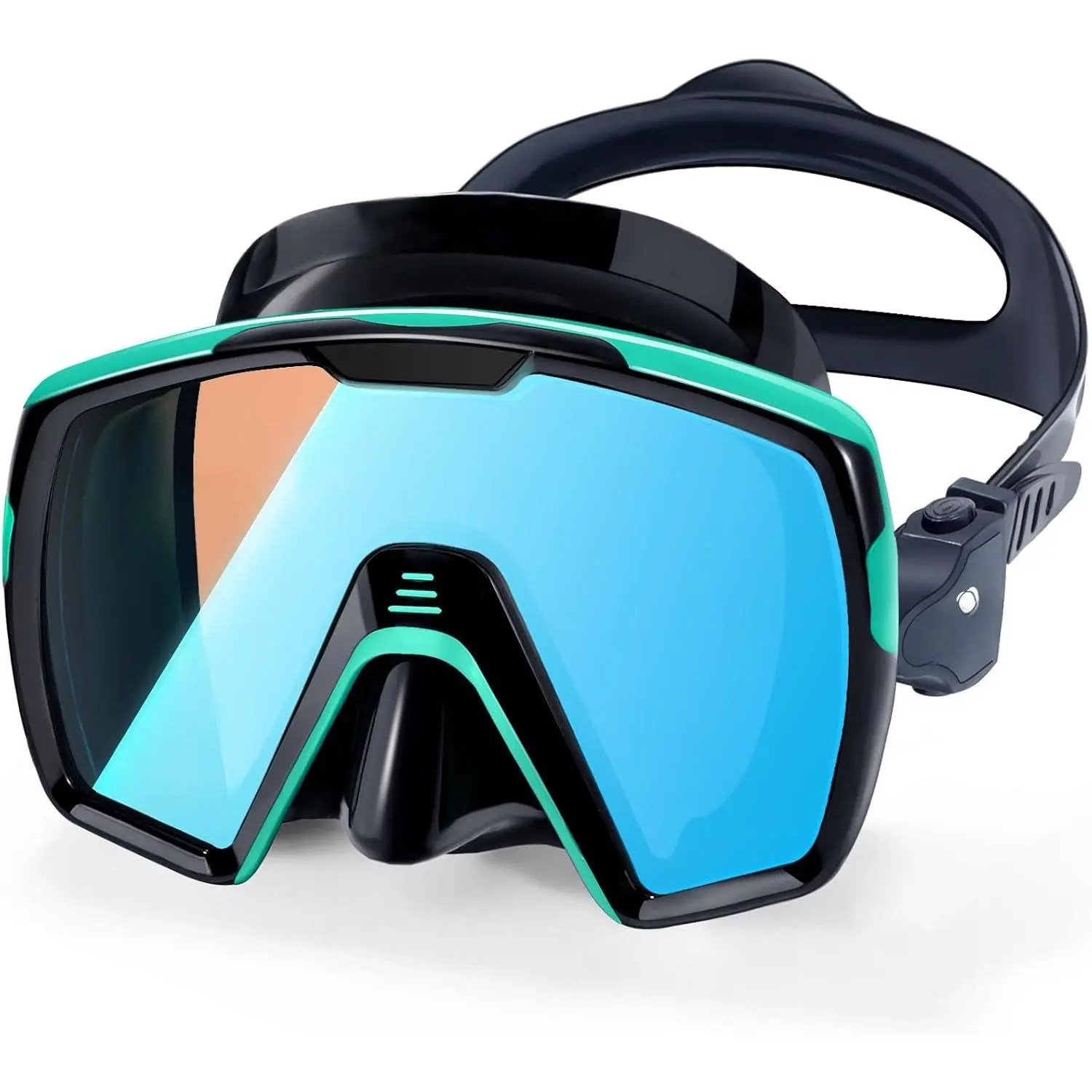 Adult Snorkel Diving Mask with Nose Cover, Tempered Glass Anti Fog  180° Panoramic Wide View Scuba Free Diving Goggles for Men Women