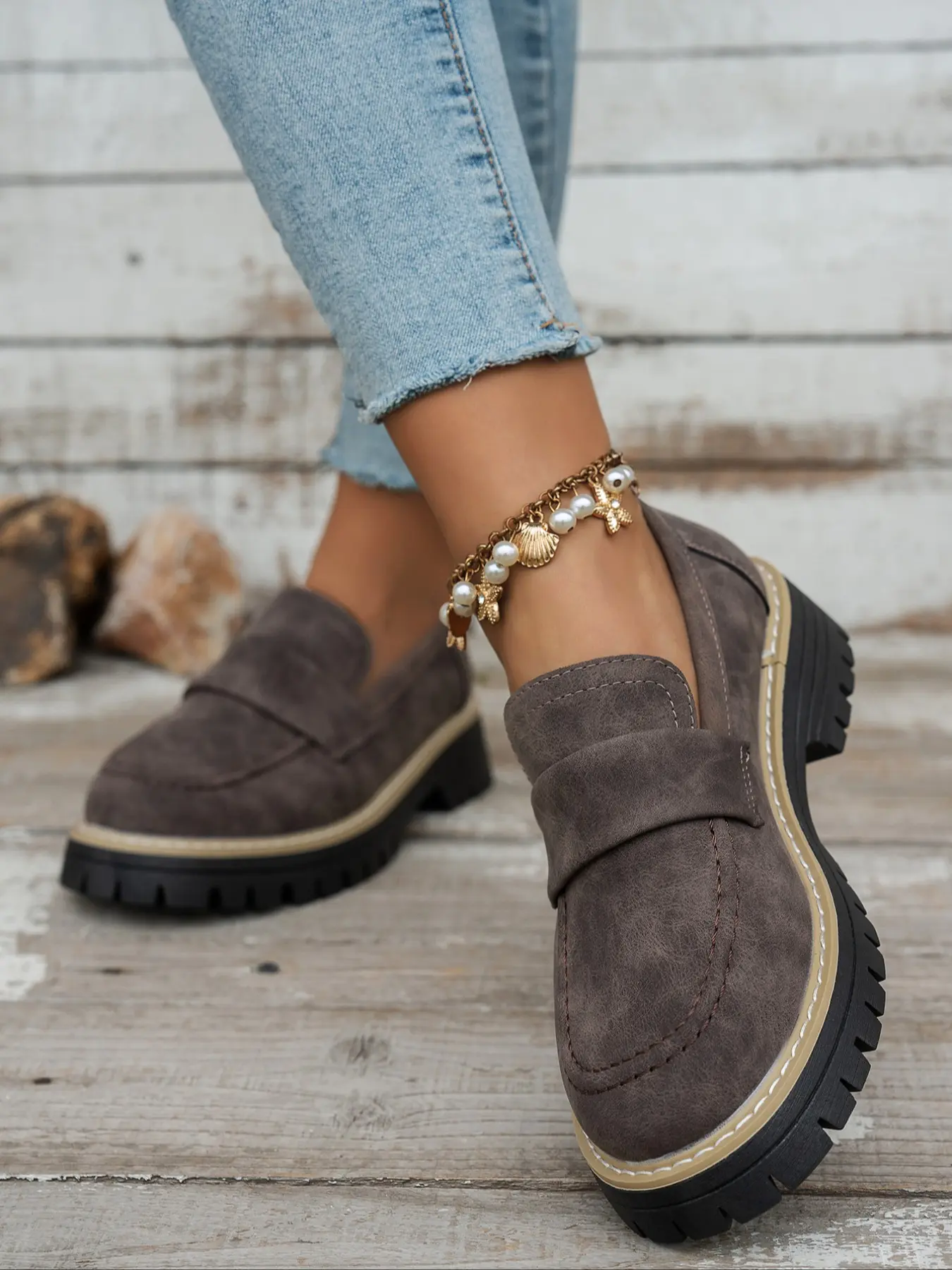 Women's Vintage Style Casual PU Leather Shoes, Wide Fit, Plain Pattern, All Season Wear, British & Japanese Student Fashion