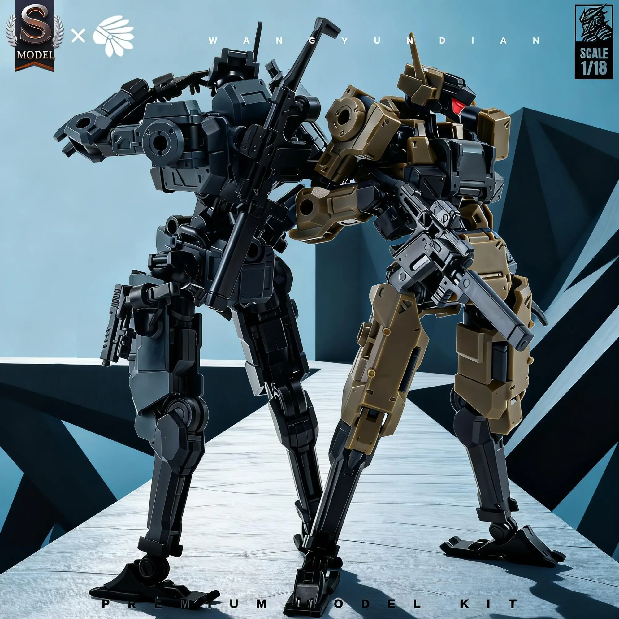 2-Pack Tactical Mecha Model Kit, 1/18 Scale Cyberpunk Robot, 4.41 Inch Modular Soldier, DIY Sci-Fi Military Build, Model Building Kits