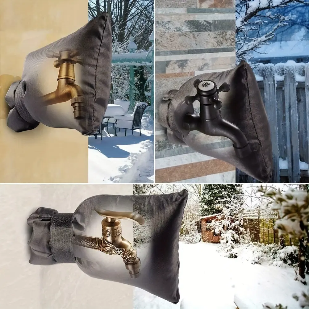 [Outdoor Faucet Cover] Heavy-Duty Outdoor Faucet Cover - Fire Retardant & Freeze Protection, 420D Oxford Cloth, Black, 5.5"W x 8.5"H, Reusable Spigot Backflow Preventer for Patio, Garden, Winter Insulation, Classic Style, Durable & Easy Installation