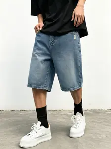 Men's Vintage Washed Blue Jeans, Summer Casual Straight Leg Relaxed Fit Loose Five-Quarter Shorts, Comfortable Drop Durable Pants，Stylish and Versatile Denim Shorts