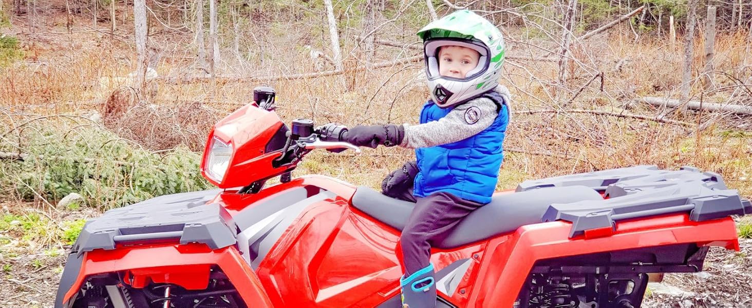 Youth Motocross Offroad Street Dirt Bike Helmet Youth Motorcycle ATV Helmet with Goggles Gloves Blue Flame M