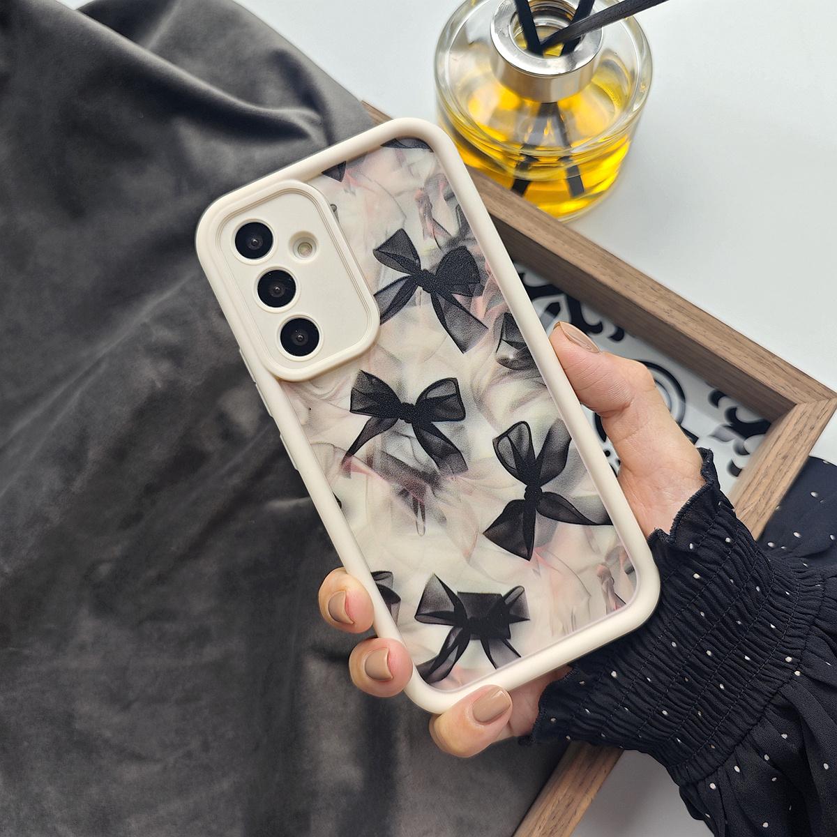 Translucent Bow Black Full-Screen Painted Cute Fresh and Charming Creative Beautiful Innovative European American Girls Dark,White Suitable for Samsung Galaxy S26 S25 S24 S23 S22 S21 Fe Plus Ultra A13 A14 A15 A16 A17 A33 A34 A35 A36 A52 A53 A54 Note20