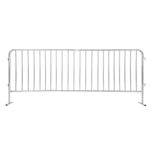 Heavy Duty Modular Steel Safety Barricade with Flat Feet Base – Galvanized Crowd Control Barrier for Indoor/Outdoor Event Fencing, Portable Road Barricade