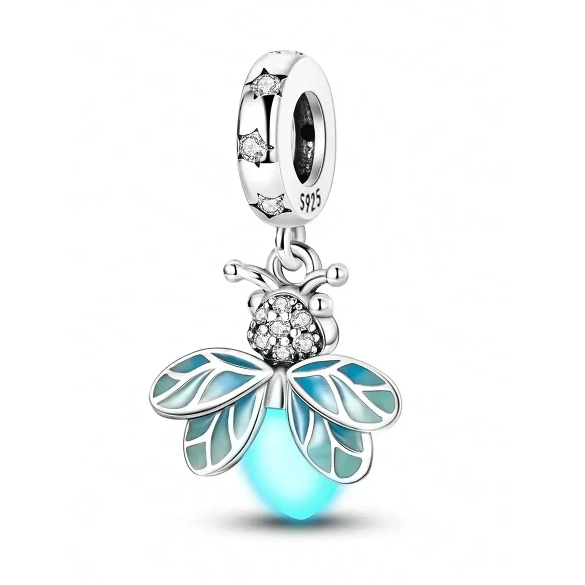Silver Plated Firefly Glow Star Diamond Charms For Bracelets Pendant DIY Jewelry Christmas Gift