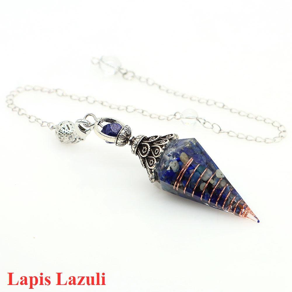 Natural Crystal Dowsing Pendulum Reiki Stone Chips Orgone Pendulums Hexagonal Pointed Reisin Spiritual Pendulo for Divination