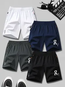 4-Piece Sportswear Shorts Set, Athletic Wear Shorts, Running & Marathon Training, Casual Wear, Minimalist on Logo, Lightweight Quick-Dry Breathable Fabric, Unisex