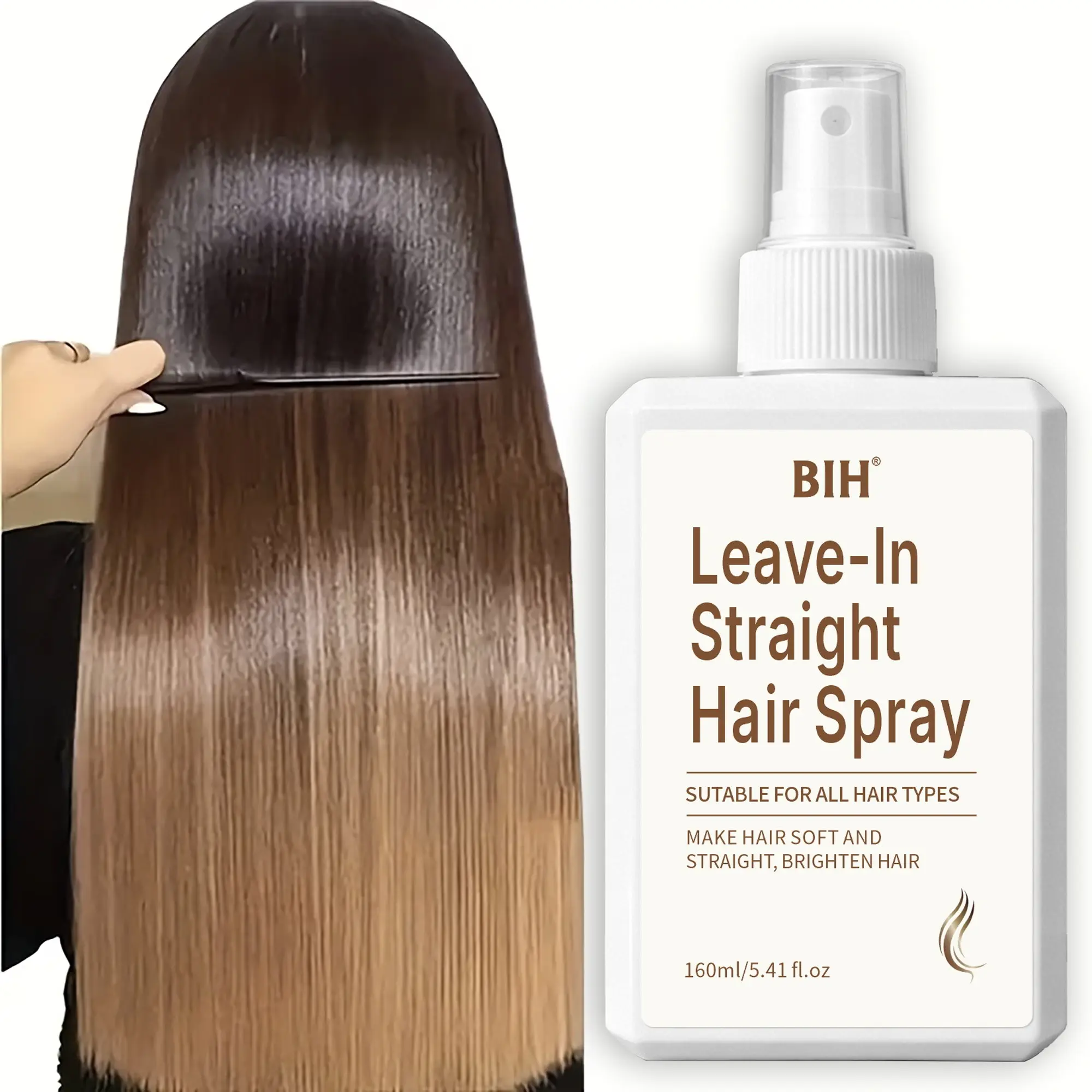 No-Rinse Straightening Spray 160ML, Smooths Frizz, Softens Hair, Repairs Dry and Fluffy Hair, Styling Mist for Men and Women