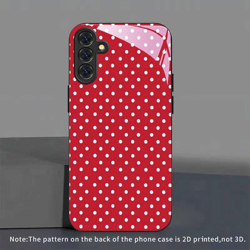 Red Background with White Dots Pattern New Black Phone Case Tempered Glass for Samsung Galaxy S26 S25 S24 S23 S22Pro S21 S20 Fe Plus Ultra Pro A56 A55 A54 A53 A52 A51 A36 A35 A34 A32 A26 A25 A24 A23 A16 A15 A14 A06 A05 A03s