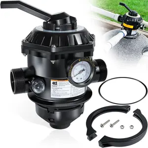 E262506 1-1/2-Inch 6-Way Clamp Style Multiport Valve Top Mount for Tagelus/Sta-Rite Cristal-Flo II/Meteor/Sand Dollar/StarBright Pool and Spa Sand Filter Black