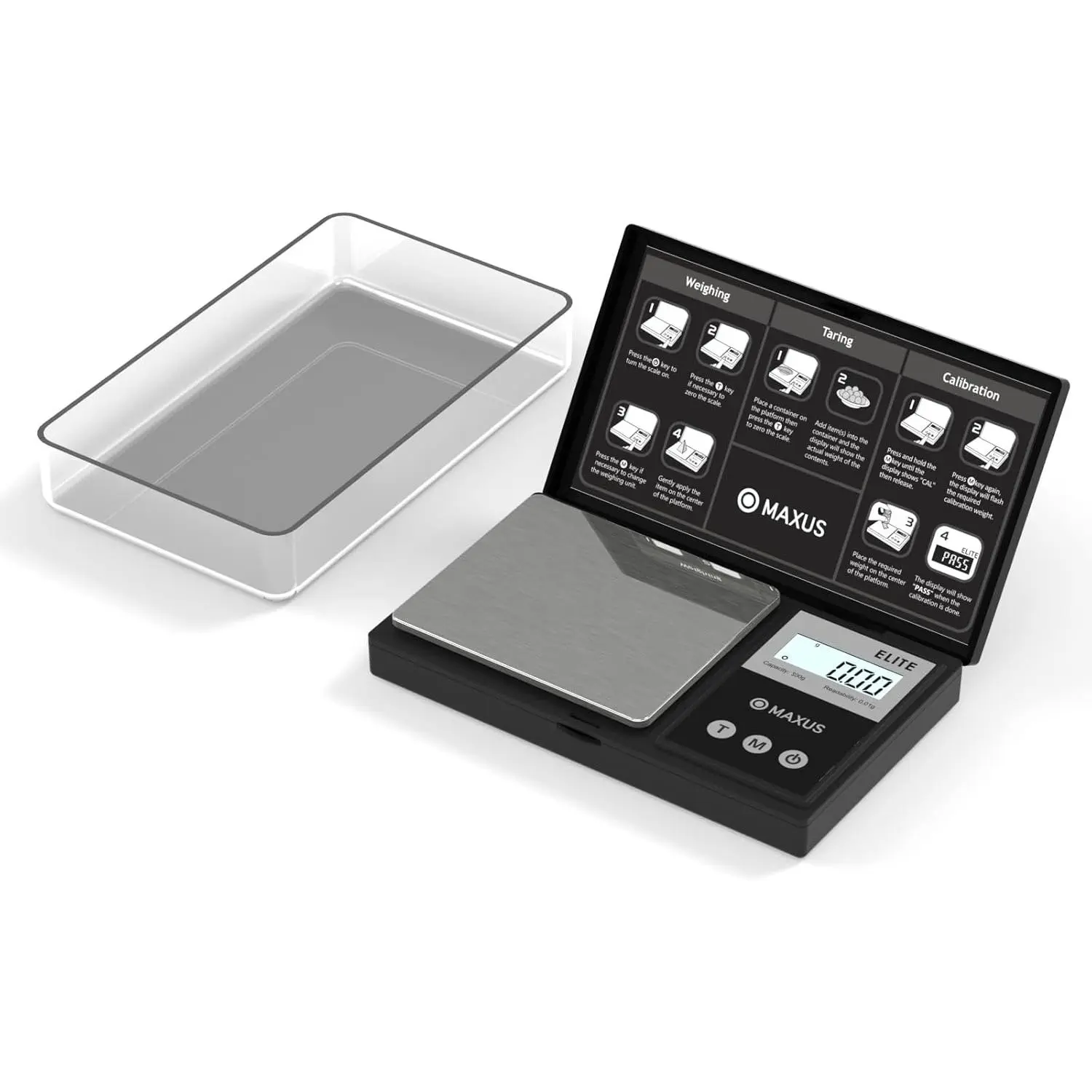 Digital Pocket Gram Scale 500g x 0.01g High Precision with Tray, Weighs Small Food, Jewelry, Ounces, Grains, LCD Display, Tare Function