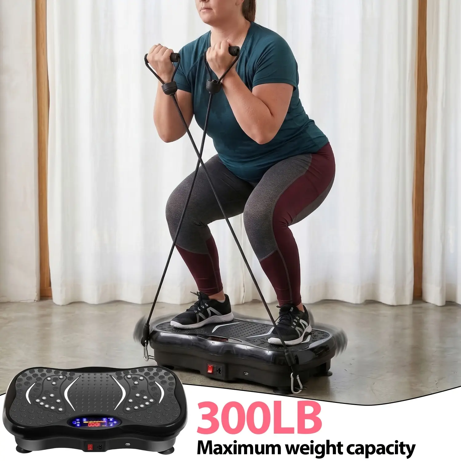2026 Upgraded Vibration Plate Fitness Machine, 300 lbs Weight Capacity, Equipped with Resistance Bands, Multiple Speed Settings for Family Fitness Needs