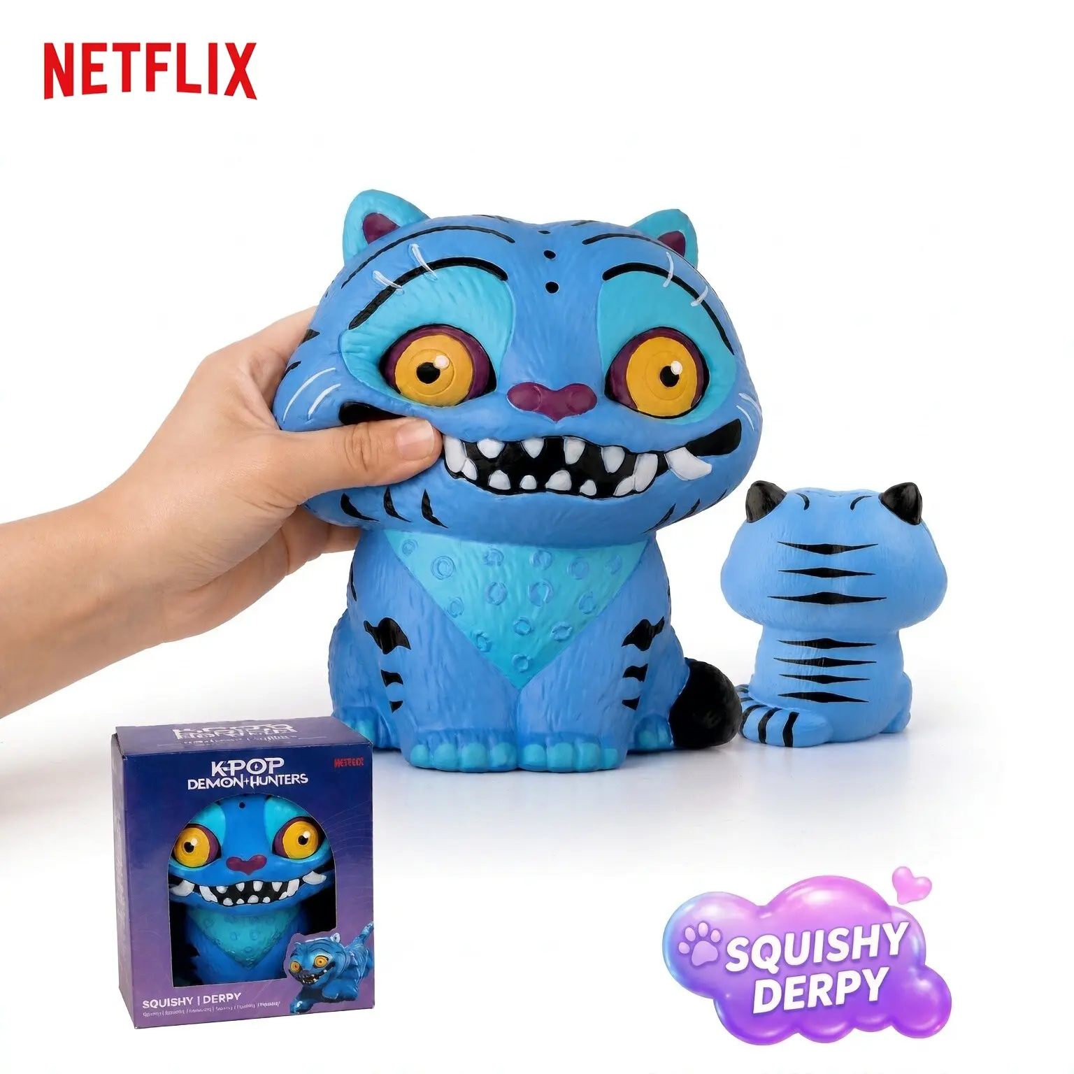 Officially Licensed Netflix Kpop Demon Hunters Derpy Tiger Squishy Toy, Slow Rise Stress Relief, Collectible Figure, Daily Gift, Squishy Fidgets