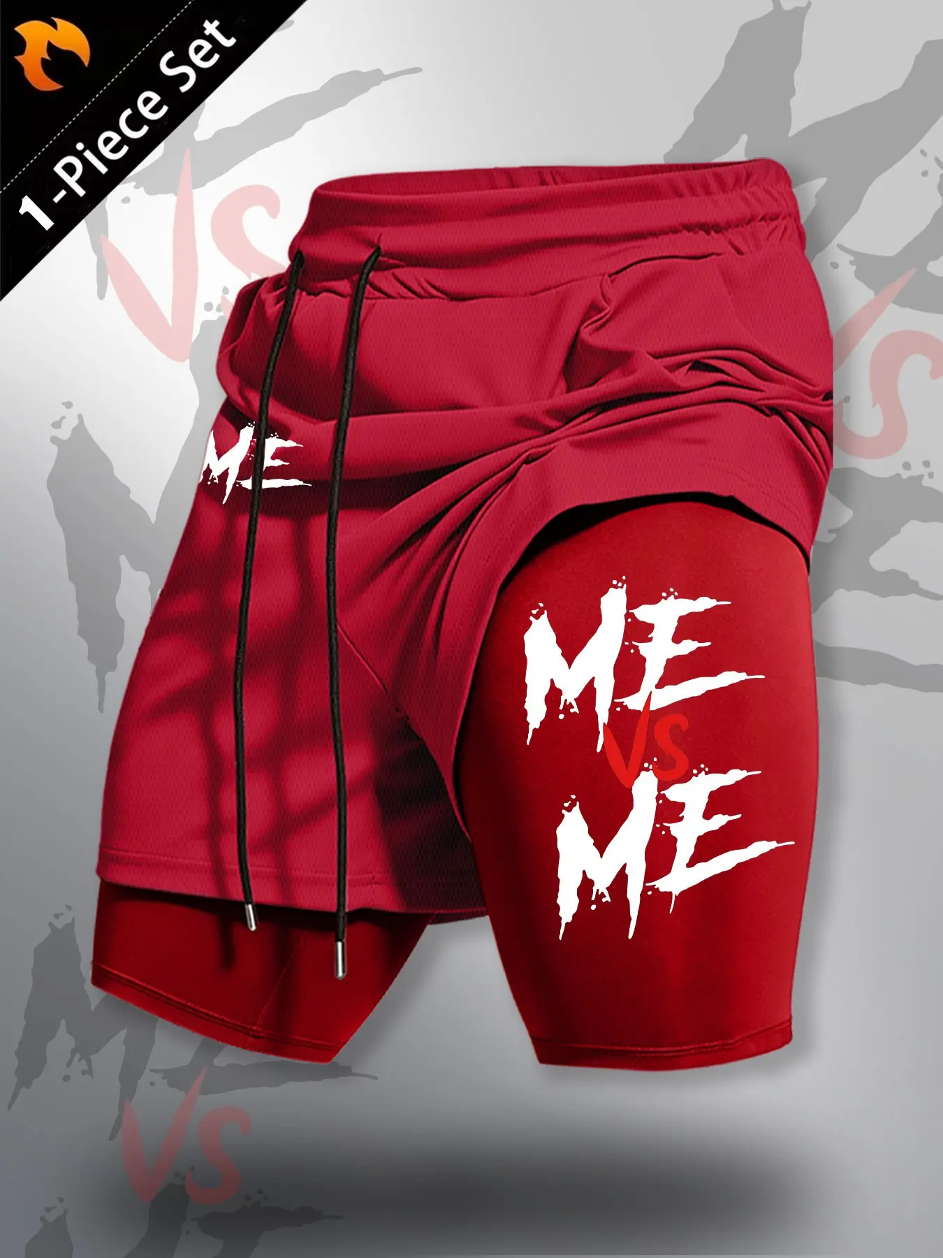 American Motivational Slogan Dual-Layer Lining Sport Shorts, Drawstring Elastic Breathable Pants, Men's Gym Running Casual Wear, Breathable Printed Shorts