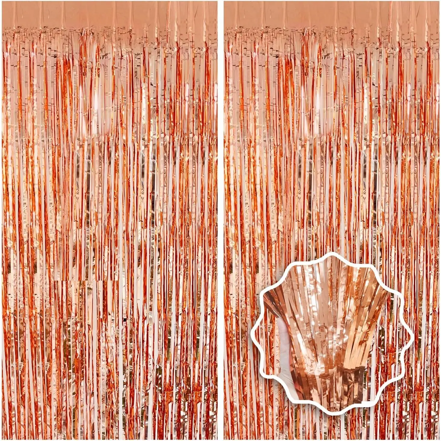 Rose  Birthday Party Decorations Foil Fringe Backdrop Curtain 2 Pack 3.3x8.2 Ft, Rose  Streamers Happy Birthday Banner Backdrop Arch Decor for Sweet 16 Women Girl  Shower Bridal Shower