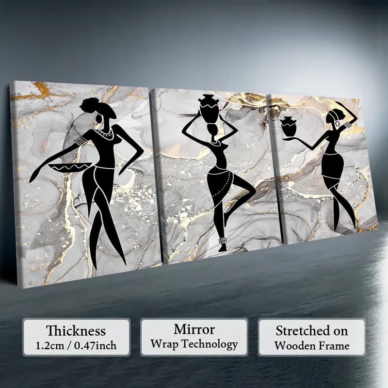 Wooden Framed Canvas Painting, 3 Counts Modern Graffiti Figure Pattern Poster, Fashion Figure Home Decoration, Room Mural, Office Decoration, Wooden Wall Art