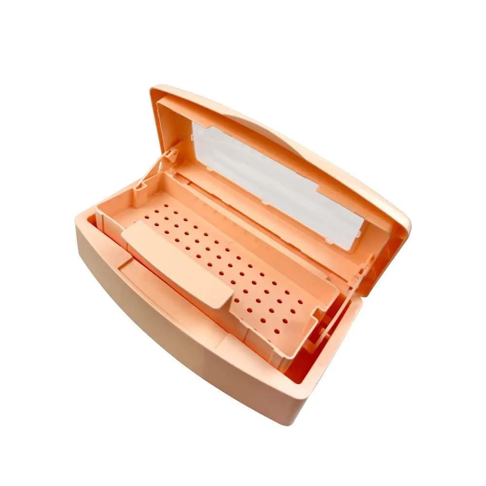 Esthetician Supplies Nail Tools Cleaning and Disinfectant Case, Plastic Disinfectant Tray for Nail Tools, Eyelash Extensions (Orange)