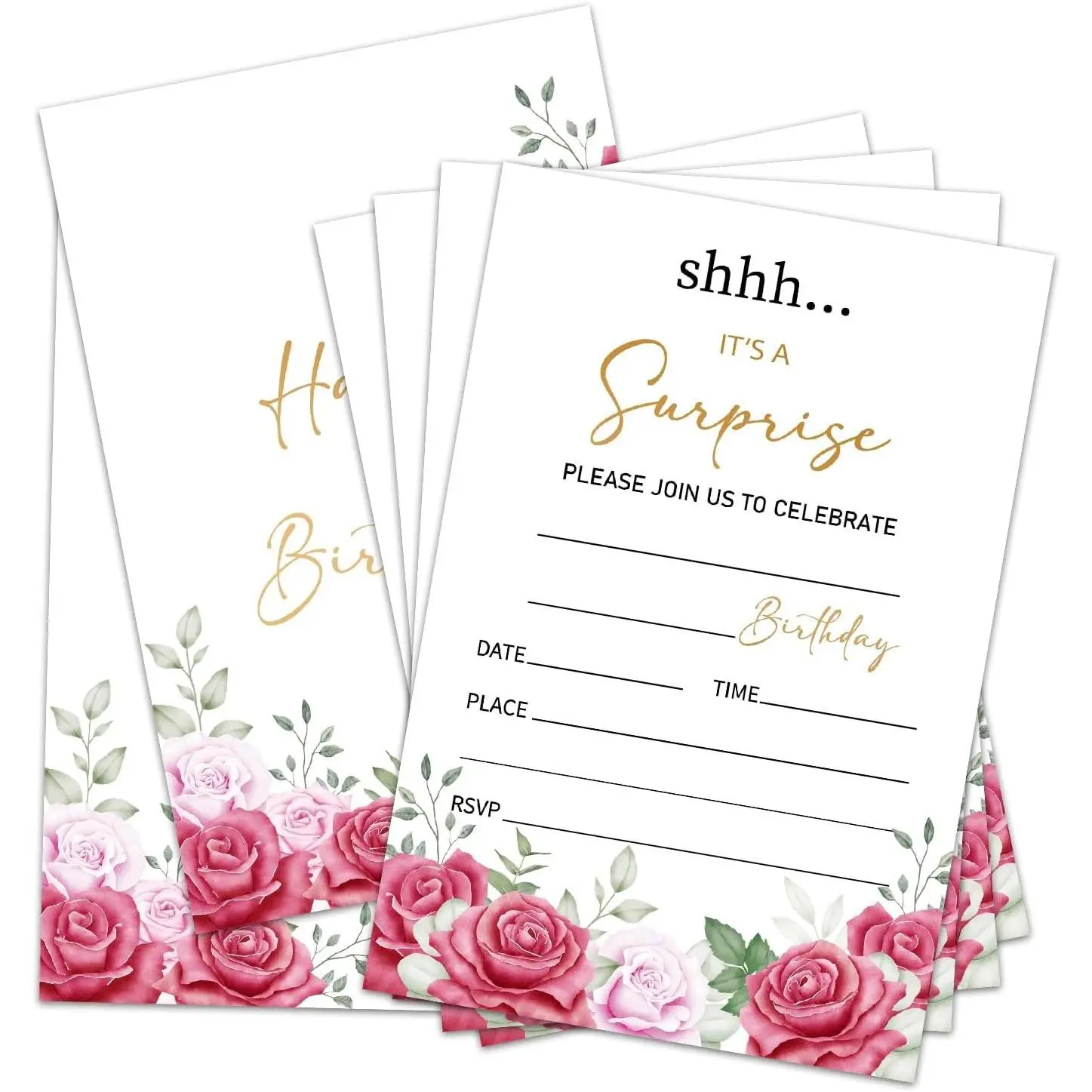 20 Pack Surprise Birthday Party Invitation Cards With Envelopes, Suitable for Women and Adults Birthday Party Celebration Invitations