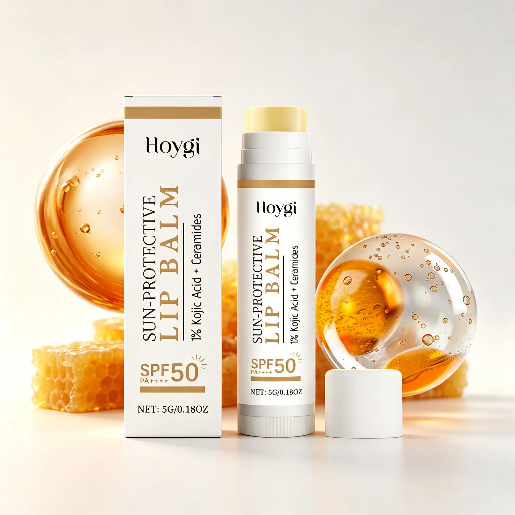 Beeswax Protective Lip Balm (5g), Contains Kojic Acid and Ceramide, Moisturizes Lips, Soft Texture, Natural Shine, Outdoor Protection, Daily Portable Gentle Care