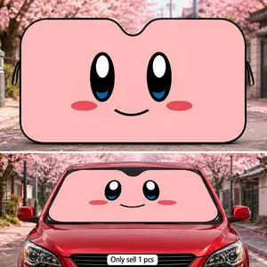 Pink Girl Cute Eyes Sun Visor Five-Layer Aluminum Foil Windshield Sunshades UV Protector & Heat Shield Car Front Window Keeps Car Cool Protects Dashboard Foldable Fits Most Vehicles SUV Truck