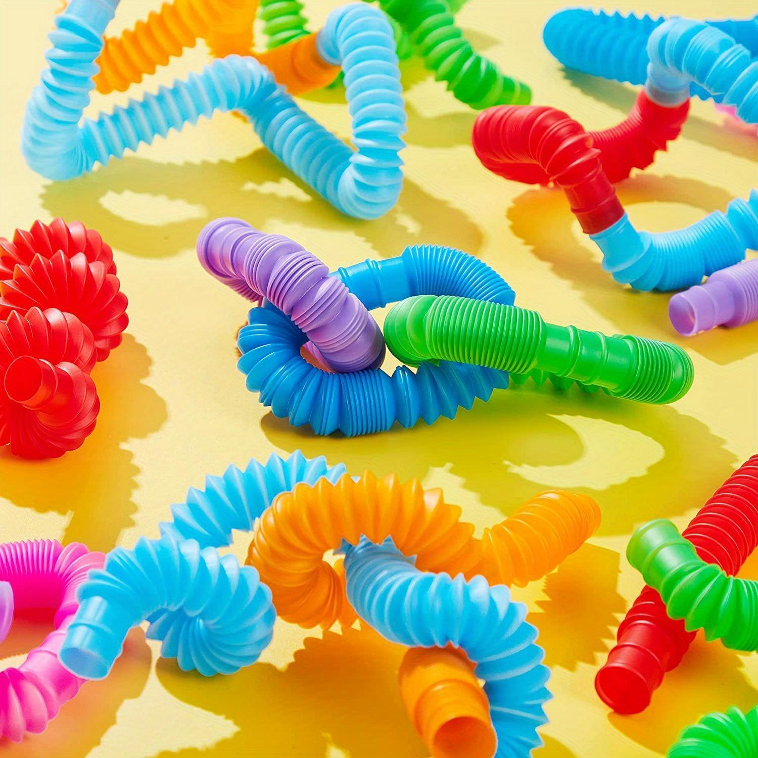 Random Color Sensory Tube Toy, 20/140pcs Colorful Decompressing Toy, Fine Motor Skills Toy, Unique Basket Filler, Rainbow