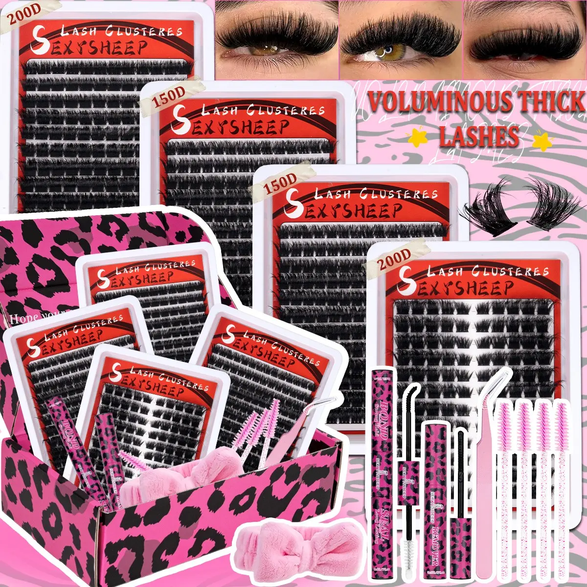 3 Styles Lashes, Ultra Dense Eyelash Extensions, Waterproof Lashes Kit, Long-Lasting Lashes, Natural Daily Look, Volume Style, Beginner-Friendly Cluster Lashes, Lash Extension Cosmetic Kit