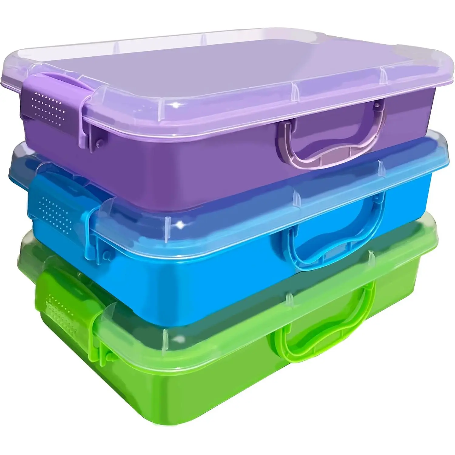 4 Qt (3.8L) Sensory Bin With Lid - 3 Pack, Stackable Storage Sensory Bins with Lids, Portable Sandbox, Organizers Sand, Arts, Crafts, (Blue, Green, Purple)fidget toys