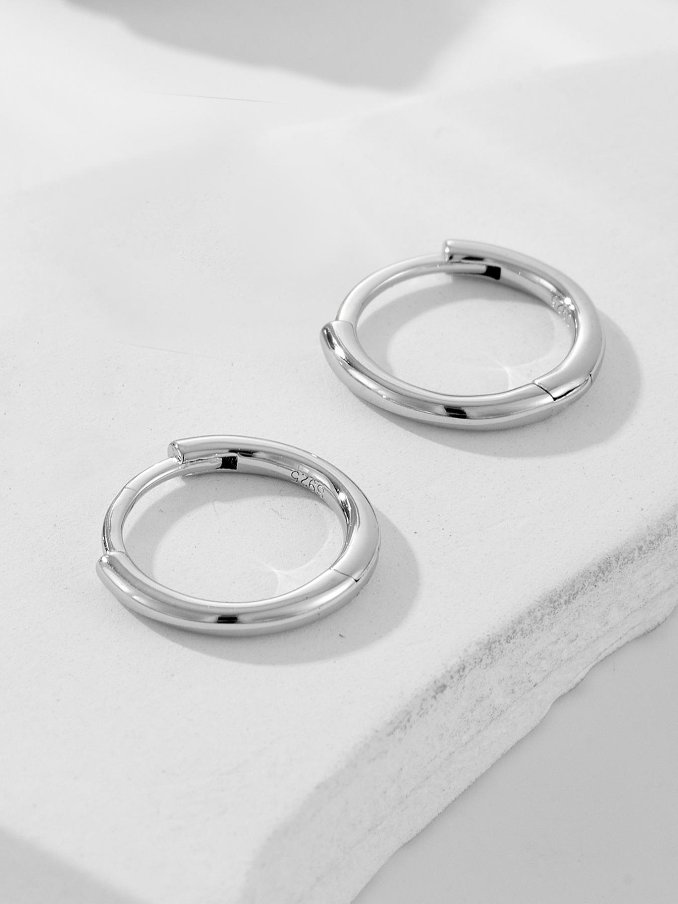 S925 Sterling Silver Hoop Earrings, Fashionable Minimalist Hoop Earrings for Women & Girls, Trendy All-match & Exquisite Jewelry for Birthday Gift
