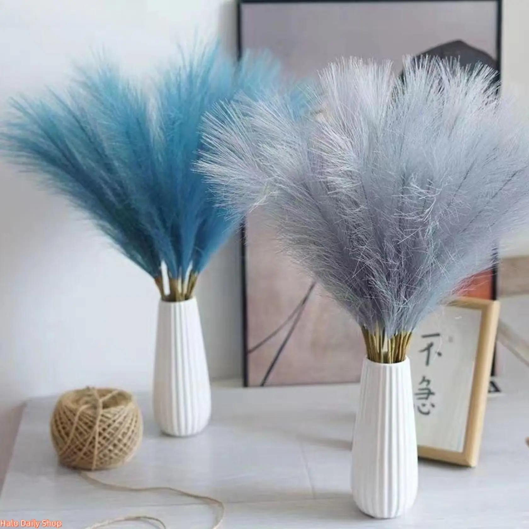 LuneLinger Artificial Pampas Grass Fluffy Artificial Fake Flowers Boho Decoration Bulrush Reed Christmas Decorations Pampas Home Decor Living Room Wall Decor Pampas Flower Decorative Flower Decoration Flower For Living Room Corner Fake Chrysanthemum