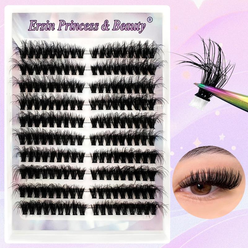 180 Cluster, Fluffy Self-Adhesive False Eyelash Clusters with Mixed Lengths 8-16mm, Comfortable Travel Portable Makeup, Long-Lasting Natural Look