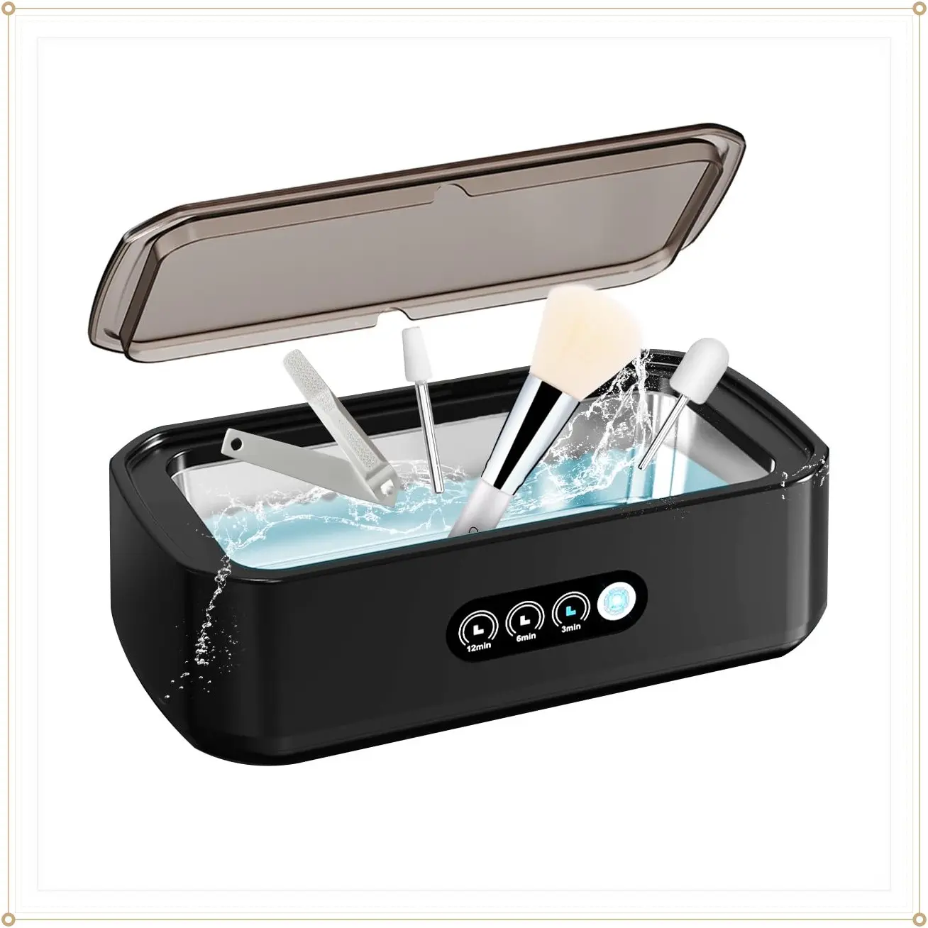 Nail Tool Cleaning Machine, 3 Timer Modes Nail Tool Sterilizer for Nail Drill Bits, Tweezers,Nail Art Brush, Nail Clipper, Makeup Brush, Jewelry Cleaning, Salon for Home Use, 22oz(650ML)Gift