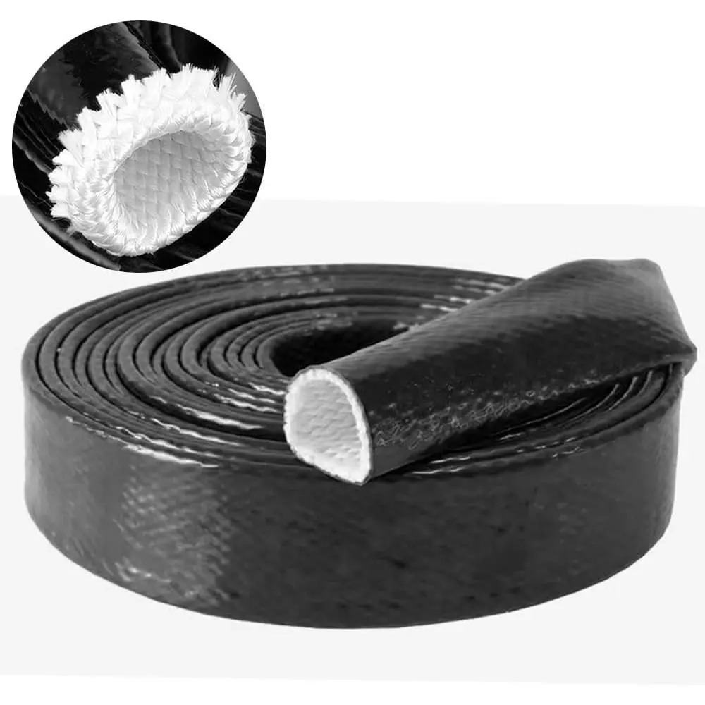 10 Feet Length Heat Shielded Fire Sleeve 3/4"ID, Silicone Coated Fiberglass Heat Protection for Automotive Hose Lines & Electrical Wiring (Black 3/4"x10 Feet)
