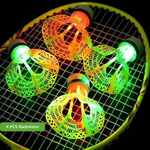 4 Pcs Windproof Glow-In-The-Dark Nylon Badminton, High Elasticity Durable, Indoor/outdoor Night Use, Wear-Resistant
