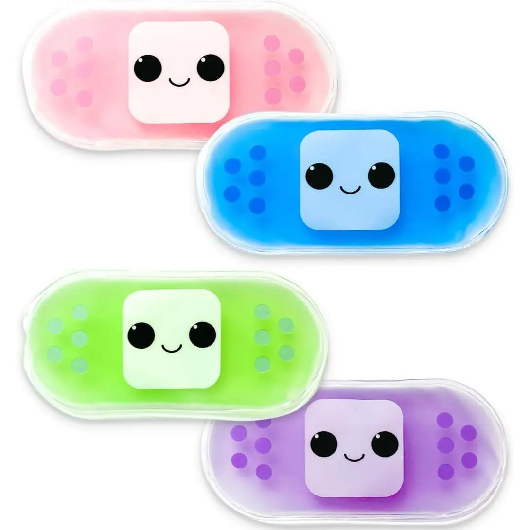 4-Piece Reusable Children's Hot & Cold Compress Gel Ice Packs - Adorable Design, Healthcare, Personal Care, 20 Minutes Use, Freeze for 2 Hours, Relieves Swelling, Pain, Eye Fatigue, Headaches, Sinus Pain (Home & Party Supply Gift)