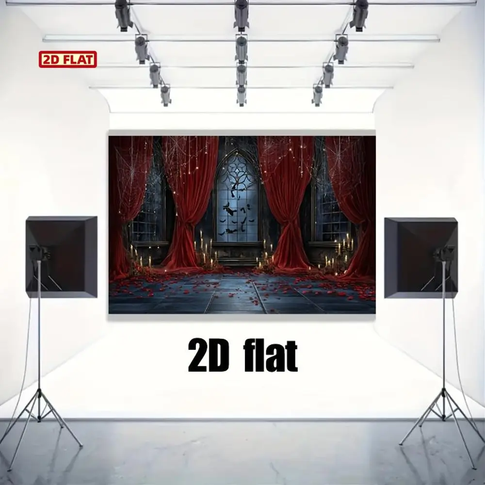 Halloween Gothic 2D Flat Backdrop, Polyester HD Digitally Printed Soft Lightweight Foldable Photography Background Cloth, Suitable for Indoor, Occasional Outdoor Party & Portrait Photo Events