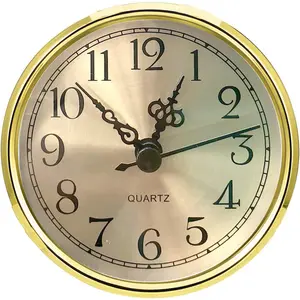 Mini Round Quartz Clock - 3.5 Inch (90 mm)  Dial,  Tone Bezel, Arabic Numerals, Fits 3.0 inch (78 mm) Hole