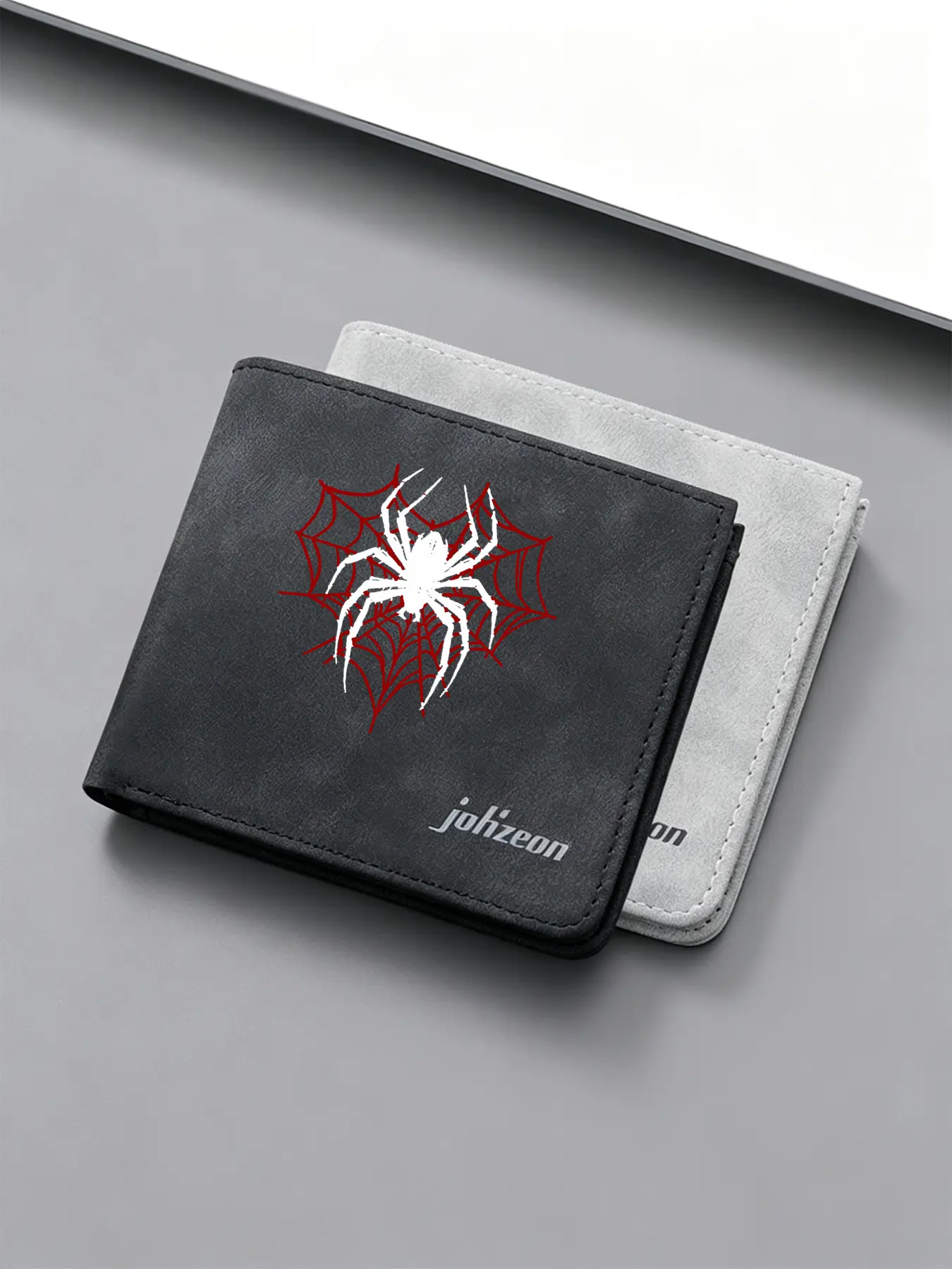 Spider Print Bifold Wallet | PU Leather Card Holder with Multiple Card Slots & Clear ID Window | Slim Lightweight for Daily & Travel Use | Ideal Halloween Gift