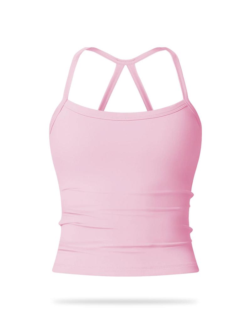 Women's Solid Backless Sports Cami Top, Quick Drying Breathable, Ladies' Sportswear Gym Clothes for Indoor Outdoor Wear, Workout Tops, Hollow Back Activewear