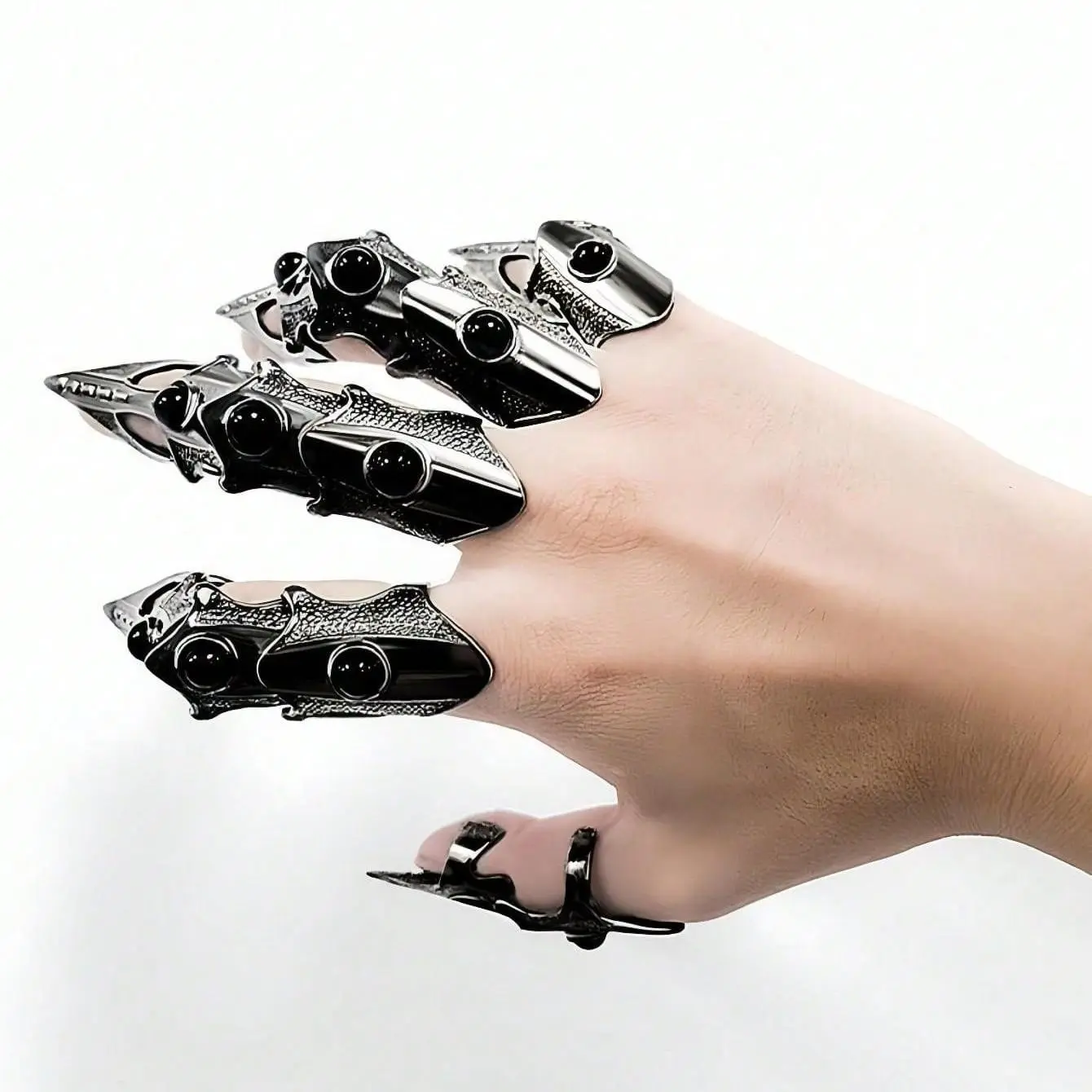 1pc/5pcs Harajuku Style Dark Finger Joints, Adjustable Detachable Bio-Mechanical Hand, Armor Ring Joint, Halloween Props, Stage Performance Gear, Party Accessory, Spooky